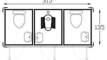 135 315 Panel Cabin 3 Toilet 2 Toilets Floor Stone Plan Thumb